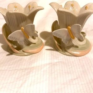 Lenox Garsen Splendor Lily Candlestick pair